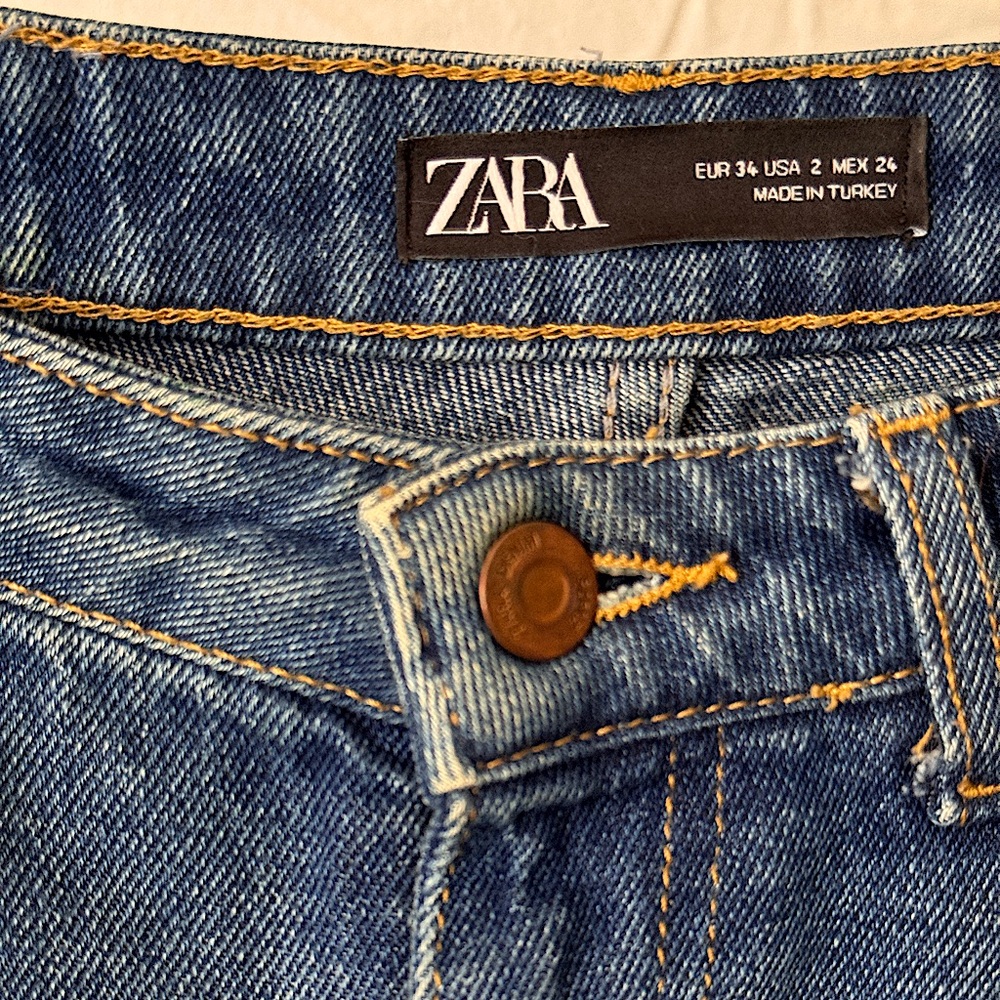 Zara HIGH RISE Straight Leg Denim Pant